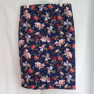 Womens Philosophy Blue Floral Pencil Skirt w Back Zipper Closure & Slit Size 6